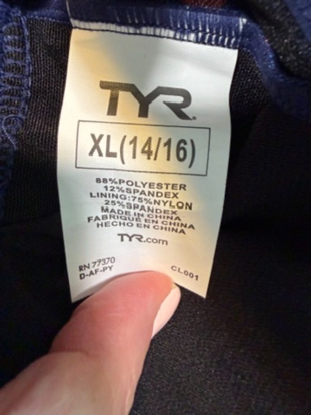 TYR Solid Durafast One Diamondback Navy Blue Workout Bikini Swimsuit XL NWT - Picture 10 of 12